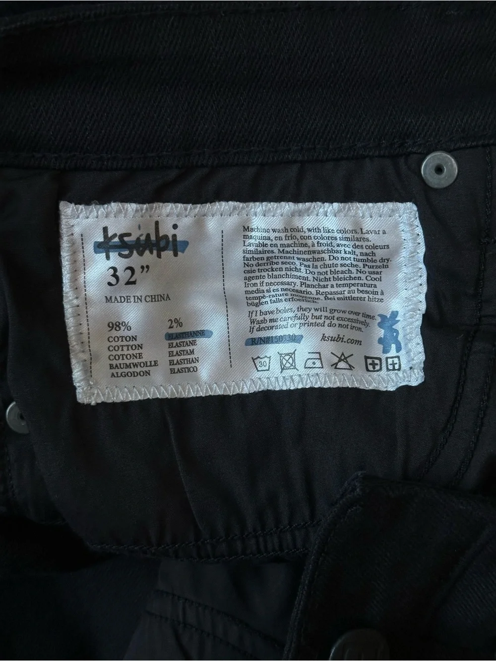 Ksubi van winkle ace black slice skinny jeans black size 32.